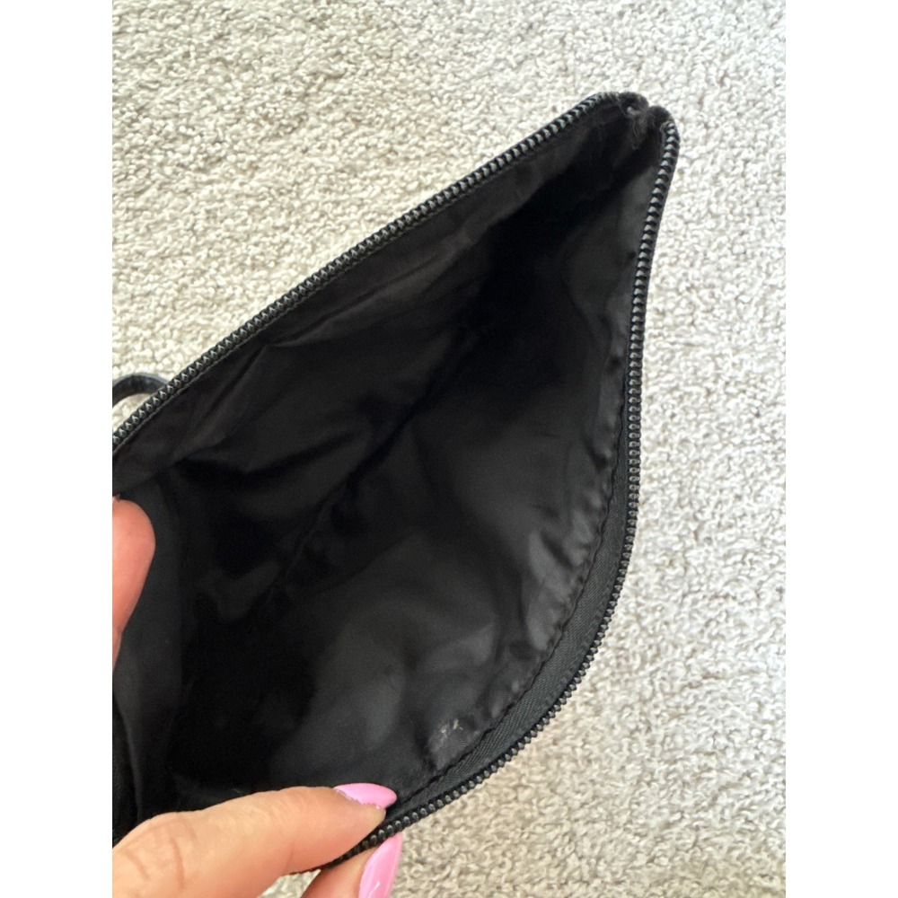 Victorias Secret Black Canvas Sequin Logo Wristlet Pouch Zipper Clutch Bag - Picture 5 of 5